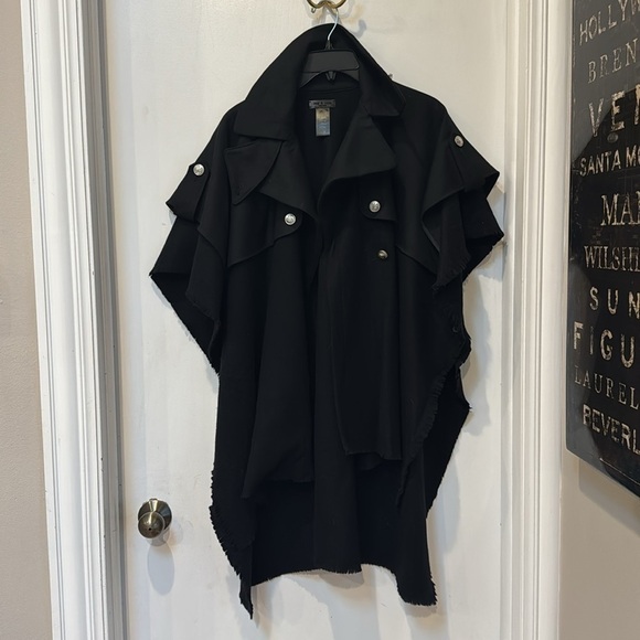 Rag & Bone Black Wool Trench Poncho Cape Jacket - Picture 4 of 9
